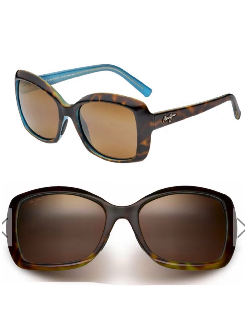 MAUI JIM Orchid 735-10P Rectangle Tortoise Turquoise Frame Gradient Sunglasses
